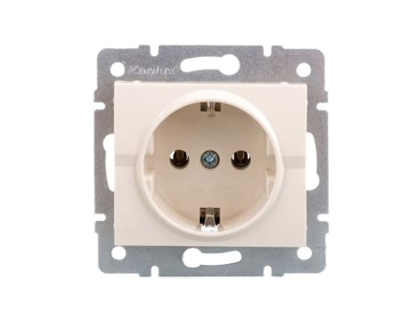 LOGI Gniazdo pojedyncze 2P+Z Schuko śrubowe16A 250V Kremowy 25145