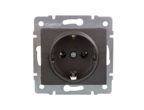 LOGI Gniazdo pojedyncze 2P+Z Schuko śrubowe16A 250V Grafit 25263