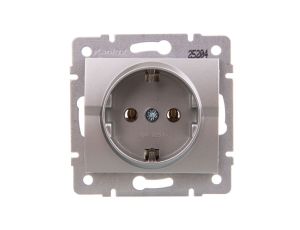 LOGI Gniazdo pojedyncze 2P+Z Schuko śrubowe 16A 250V Srebrny 25204