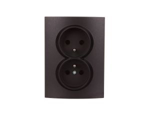 LOGI Gniazdo podwójne 2x2P kompletne śrubowe 16A 250V Grafit 25271