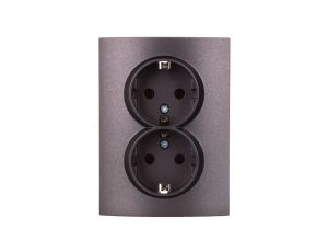 LOGI Gniazdo podwójne 2x2P+Z Schuko kompletne śrubowe 16A 250V Grafit 25272