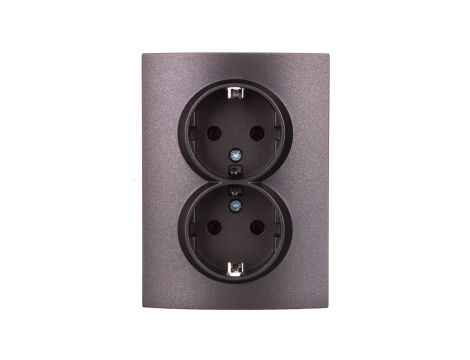 LOGI Gniazdo podwójne 2x2P+Z Schuko kompletne śrubowe 16A 250V Grafit 25272