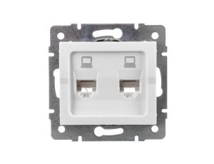 LOGI Gniazdo komputerowe (2xRJ45Cat 5e Jack) niezależne Biały 25110