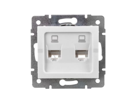 LOGI Gniazdo komputerowe (2xRJ45Cat 5e Jack) niezależne Biały 25110