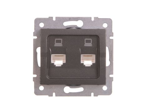 LOGI Gniazdo komputerowe (2xRJ45Cat 5e Jack) niezależne Grafit 25287