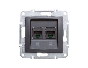 SEDNA Gniazdo komputerowe podwójne RJ45 kat.6 UTP grafitowe SDN4800170