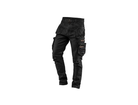 Długie spodnie monterskie, robocze 5-kieszeniowe DENIM jeansowe czarne rozmiar L/52 NEO 81-233-L