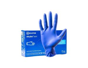 Rękawice robocze, ochronne nitrylowe rozmiar M niebieski 100szt Nitrylex Basic Mercator