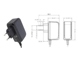 POS24100A-25 Wtyczkowy zasilacz impulsowy 24W 24V 1A z wtykiem DC - 2.5x5.5