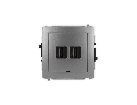 DECO Mechanizm gniazda podwójnego HDMI 2.1, 8K, bez pola opisowego grafitowy 11DHDMIBO-6