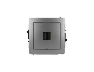 DECO Mechanizm gniazda pojedynczego HDMI 2.1, 8K, bez pola opisowego grafitowy 11DHDMIBO-5
