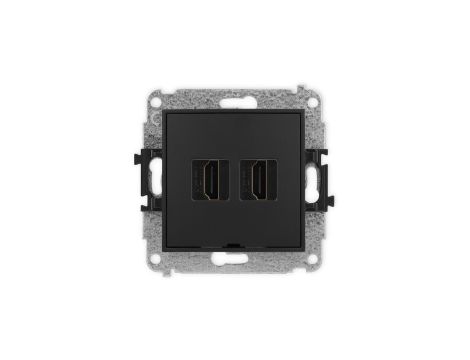 MINI Mechanizm gniazda podwójnego HDMI 2.1, 8K, bez pola opisowego czarny mat 12MHDMIBO-6