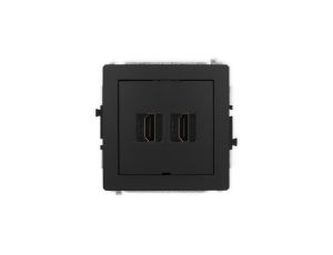 DECO Mechanizm gniazda podwójnego HDMI 2.1, 8K, bez pola opisowego czarny mat 12DHDMIBO-6