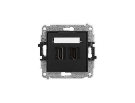 MINI Mechanizm gniazda podwójnego HDMI 2.1, 8K czarny mat 12MHDMI-6