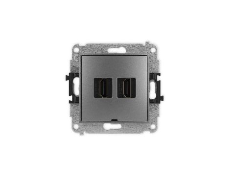 MINI Mechanizm gniazda podwójnego HDMI 2.1, 8K, bez pola opisowego grafitowy 11MHDMIBO-6
