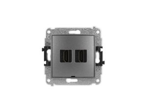 ICON Mechanizm gniazda podwójnego HDMI 2.1, 8K, bez pola opisowego grafitowy 11IHDMIBO-6