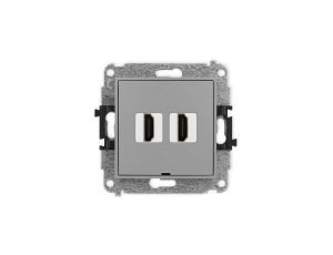 ICON Mechanizm gniazda podwójnego HDMI 2.1, 8K, bez pola opisowego szary mat 27IHDMIBO-6
