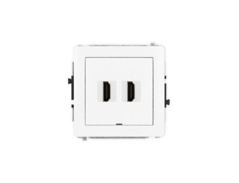 DECO Mechanizm gniazda podwójnego HDMI 2.1, 8K, bez pola opisowego biały mat 25DHDMIBO-6