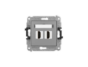 ICON Mechanizm gniazda podwójnego HDMI 2.1, 8K szary mat 27IHDMI-6