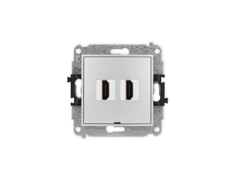 MINI Mechanizm gniazda podwójnego HDMI 2.1, 8K, bez pola opisowego srebrny metalik 7MHDMIBO-6