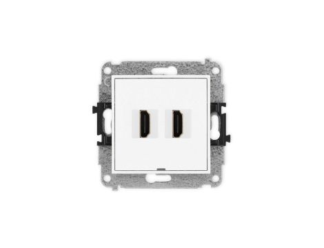 MINI Mechanizm gniazda podwójnego HDMI 2.1, 8K, bez pola opisowego biały mat 25MHDMIBO-6