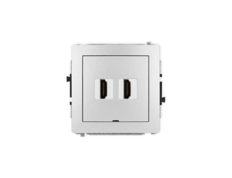 DECO Mechanizm gniazda podwójnego HDMI 2.1, 8K, bez pola opisowego srebrny metalik 7DHDMIBO-6