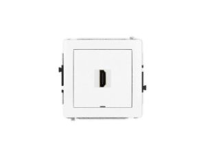 DECO Mechanizm gniazda pojedynczego HDMI 2.1, 8K, bez pola opisowego biały mat 25DHDMIBO-5