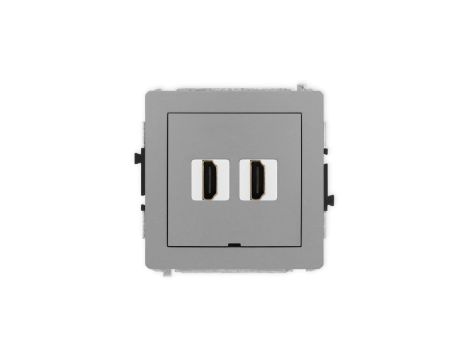 DECO Mechanizm gniazda podwójnego HDMI 2.1, 8K, bez pola opisowego szary mat 27DHDMIBO-6
