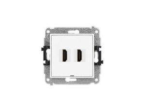 ICON Mechanizm gniazda podwójnego HDMI 2.1, 8K, bez pola opisowego biały IHDMIBO-6