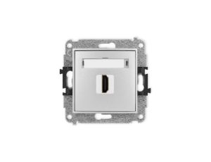 MINI Mechanizm gniazda pojedynczego HDMI 2.1, 8K srebrny metalik 7MHDMI-5