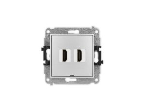 ICON Mechanizm gniazda podwójnego HDMI 2.1, 8K, bez pola opisowego srebrny metalik 7IHDMIBO-6