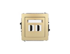 DECO Mechanizm gniazda podwójnego HDMI 2.1, 8K złoty 29DHDMI-6