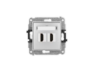 MINI Mechanizm gniazda podwójnego HDMI 2.1, 8K srebrny metalik 7MHDMI-6