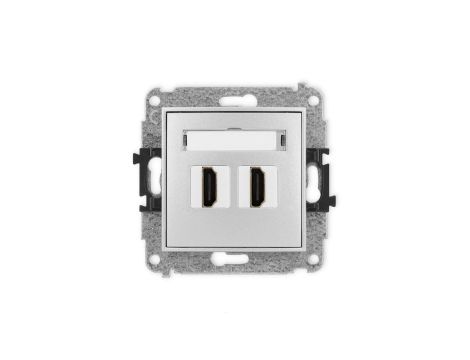 MINI Mechanizm gniazda podwójnego HDMI 2.1, 8K srebrny metalik 7MHDMI-6