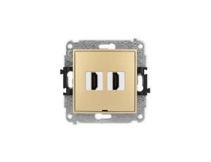 MINI Mechanizm gniazda podwójnego HDMI 2.1, 8K, bez pola opisowego złoty 29MHDMIBO-6
