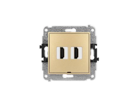 MINI Mechanizm gniazda podwójnego HDMI 2.1, 8K, bez pola opisowego złoty 29MHDMIBO-6