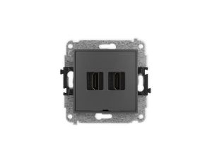 MINI Mechanizm gniazda podwójnego HDMI 2.1, 8K, bez pola opisowego grafitowy mat 28MHDMIBO-6