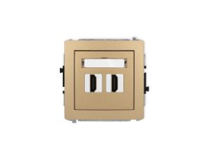 DECO Mechanizm gniazda podwójnego HDMI 2.1, 8K złoty metalik 8DHDMI-6