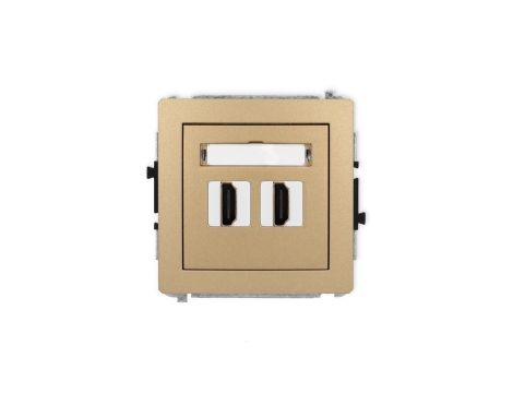 DECO Mechanizm gniazda podwójnego HDMI 2.1, 8K złoty metalik 8DHDMI-6