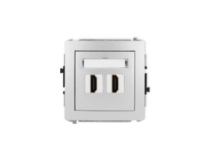 DECO Mechanizm gniazda podwójnego HDMI 2.1, 8K srebrny metalik 7DHDMI-6