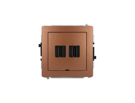 DECO Mechanizm gniazda podwójnego HDMI 2.1, 8K, bez pola opisowego brązowy metalik 9DHDMIBO-6