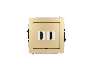 DECO Mechanizm gniazda podwójnego HDMI 2.1, 8K, bez pola opisowego złoty 29DHDMIBO-6