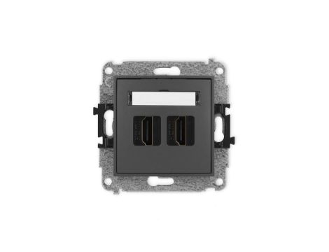 MINI Mechanizm gniazda podwójnego HDMI 2.1, 8K grafitowy mat 28MHDMI-6