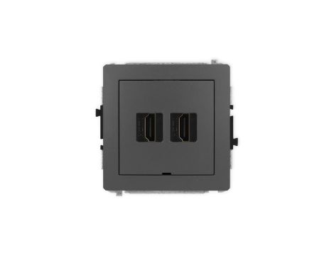 DECO Mechanizm gniazda podwójnego HDMI 2.1, 8K, bez pola opisowego grafitowy mat 28DHDMIBO-6