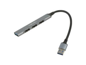 Hub USB, USB A gniazdo x4, USB A wtyk, USB 3.0, PnP, szary, 5Gbps UA0391