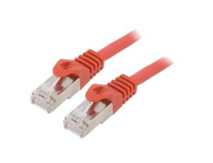 Patch cord S/FTP 6a drut Cu LSZH czerwony 10m 27AWG PP6A-LSZHCU-R-10M