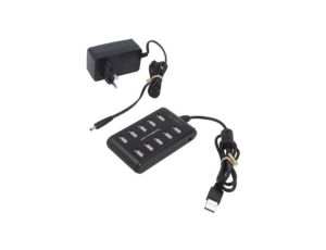 PC-UA0125 Hub USB, DC, USB A gniazdo x10, USB A wtyk, USB 2.0, PnP, 480Mbps