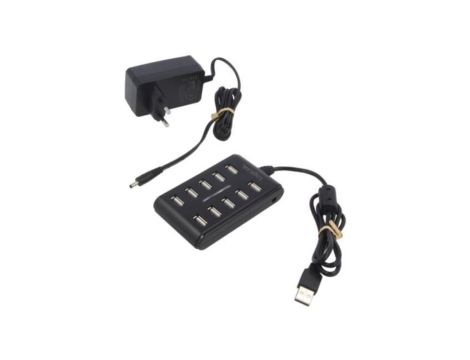 PC-UA0125 Hub USB, DC, USB A gniazdo x10, USB A wtyk, USB 2.0, PnP, 480Mbps