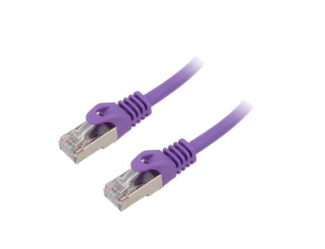 PP6A-LSZHCU-V-15M Patch cord S/FTP 6a drut Cu LSZH fioletowy 15m 27AWG