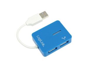 UA0136 Hub USB, USB A gniazdo x4, USB A wtyk, USB 2.0, PnP, niebieski